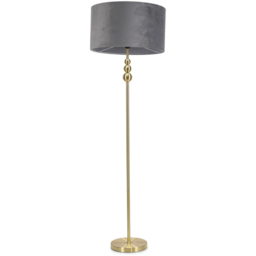 ValueLights Marissa Grey Velvet Shade Gold Ball LED Floor Lamp