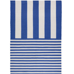 furn. Deck White Stripe Printed Indoor and Outdoor Rug 120 x 120cm - thumbnail 1
