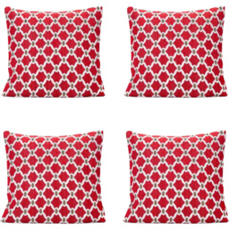 Alan Symonds Berkeley Chenille Red Geometric Cushion with Polyester Filled Pad 45 x 45cm 4 Pack