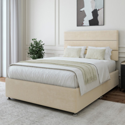 Bedmaster Small Double Cream Naples Velvet Divan Base with Milan Headboard