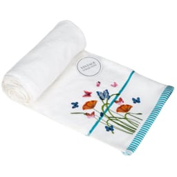 Bellissimo Soft Turkish Cotton White Butterfly Towel Set of 6 - thumbnail 2