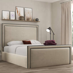 DS Living Verona Plush Cream Small Double Piping Ottoman Bed