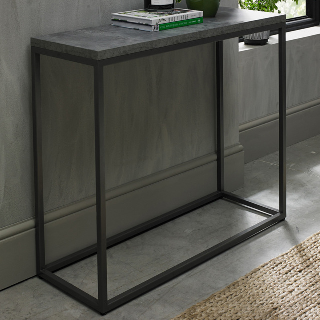 Bentley Designs Renzo Dark Grey and Zinc Narrow Console Table - image 1