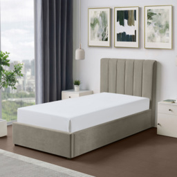 Artemis Home Evelynne Single Light Brown Linen Upholstered Ottoman Bed - thumbnail 4