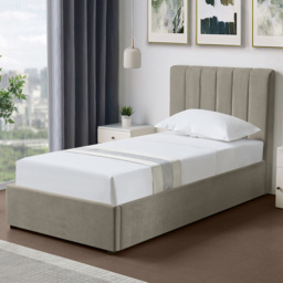 Artemis Home Evelynne Single Light Brown Linen Upholstered Ottoman Bed