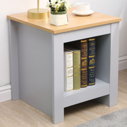 FurnitureHMD Grey and Oak Single Shelf Wooden Side Table