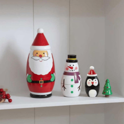 Samuel Alexander Hand Painted Wooden Santa Festive Christmas Figurine Set 16cm - thumbnail 2