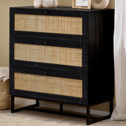 Julian Bowen Padstow 3 Drawer Black Chest of Drawers - thumbnail 1