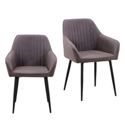 Set of 2 Archer Faux Leather Dining Chairs - Elephant Grey - thumbnail 2