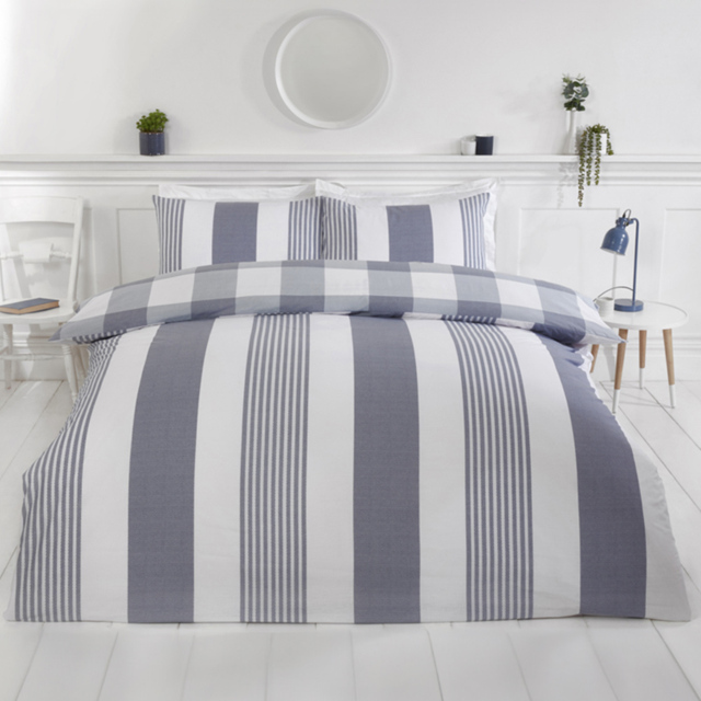 Rapport Home PH Chambray Super King Denim Stripe Duvet Set - image 1