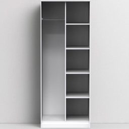 Crowndale Diamond Ready Assembled Matt White Tall Open Wardrobe - thumbnail 1