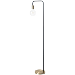 Kliving Caitlin Antique Brass and Black Industrial Floor Lamp