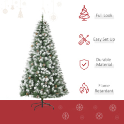 StarBright Automatic Open Green Snow Flocked Artificial Christmas Tree with Pine Cones 6ft - thumbnail 4