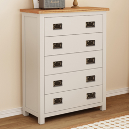 Cabinet Bits Lovere 5 Drawer Chest of Drawers with Brass Drop Handle