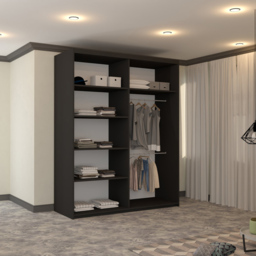 M N Furniture Banton 2 Door Black Curved Mirrored Sliding Wardrobe 180cm - thumbnail 3