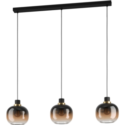 EGLO OILELLA Linear Black and Brown Glass 3 Light Pendant