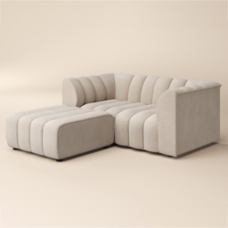 SOLACE+CO Halle Beige Chenille 2 Seater Sofa with Footstool - thumbnail 2