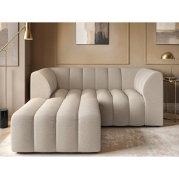 SOLACE+CO Halle Beige Chenille 2 Seater Sofa with Footstool - thumbnail 4