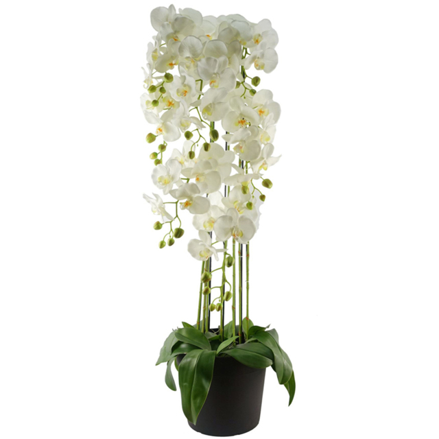 Leaf Large White Orchid Artificial Plant in Pot 3.6ft - image 1
