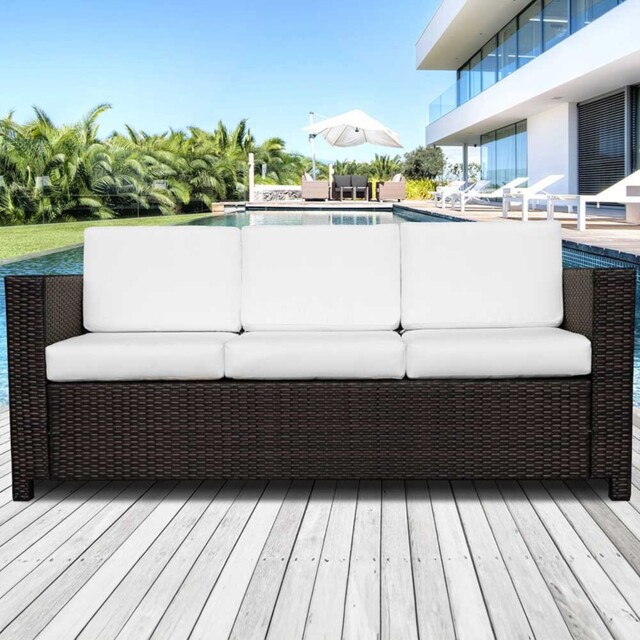Outsunny 3 Seater Rattan Sofa Brown - image 1
