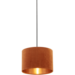 Lighting Collection Burnt Orange Copper Inner Velvet Drum Shade - thumbnail 3