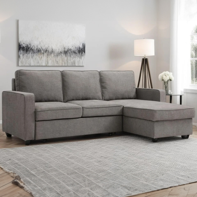 Lucien 3 Seater Grey Corner Sofa Bed - image 1