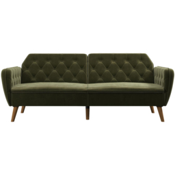 Novogratz Tallulah 3 Seater Green Velvet Memory Foam Futon - thumbnail 3