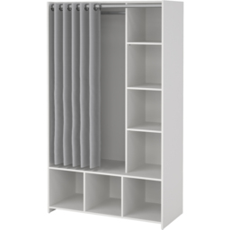 Florence Uppsala 7 Shelf White Open Wardrobe with Grey Textile Curtain - thumbnail 4