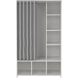 Florence Uppsala 7 Shelf White Open Wardrobe with Grey Textile Curtain - thumbnail 3