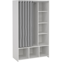 Florence Uppsala 7 Shelf White Open Wardrobe with Grey Textile Curtain - thumbnail 2