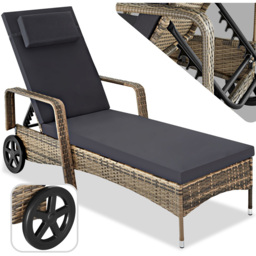tectake Natural and Dark Grey Sun Lounger - thumbnail 2