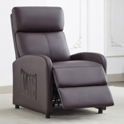 Brown Faux Leather Recliner Adjustable Armchair