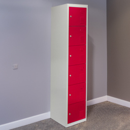 MonsterShop 6 Door Red Metal Storage Locker