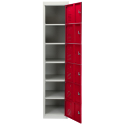 MonsterShop 6 Door Red Metal Storage Locker - thumbnail 3