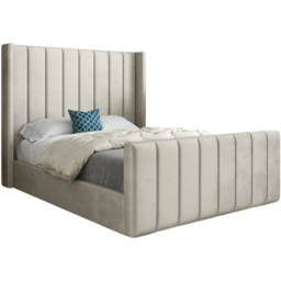 Romano Small Single Silver Soft Velvet Upholstered Bed Frame with Straight Winged Headboard - thumbnail 2