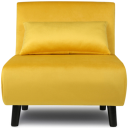 Aurora Single Seater Yellow Velvet Sofa Bed - thumbnail 3