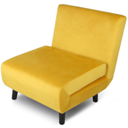 Aurora Single Seater Yellow Velvet Sofa Bed - thumbnail 4