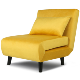 Aurora Single Seater Yellow Velvet Sofa Bed - thumbnail 2