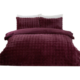 Berry Super King Size Aurora Soft Faux Fur Duvet Set - thumbnail 2