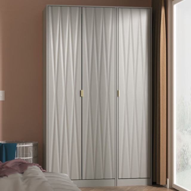 Crowndale Diamond 3 Door Dusk Grey Tall Wardrobe Ready Assembled - image 1