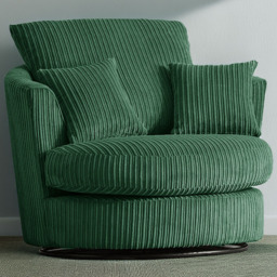 Luxor Green Jumbo Cord Fabric Swivel Chair