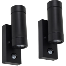 ValueLights Trenley 2 Pack Black Outdoor Light with PIR