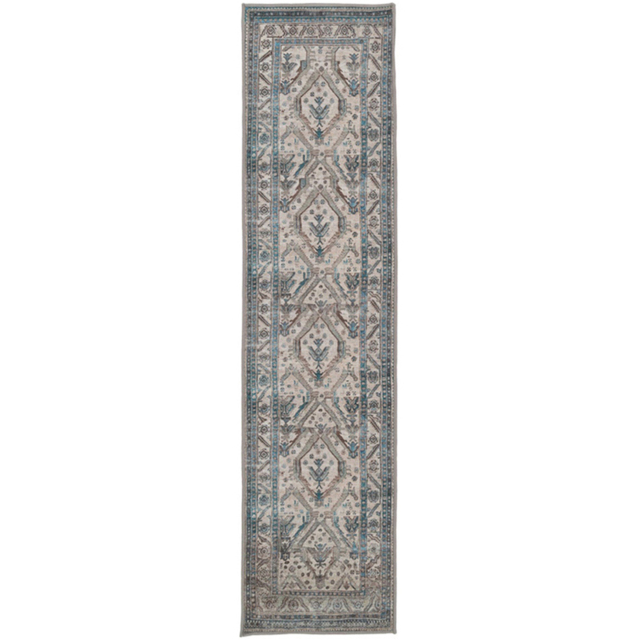 Kukoon Traditional Bordered Medallion Beige and Grey Rug 60 x 240cm - image 1