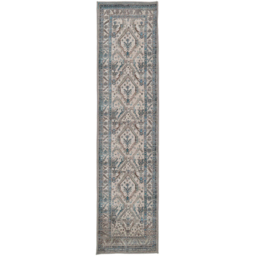 Kukoon Traditional Bordered Medallion Beige and Grey Rug 60 x 240cm - thumbnail 1