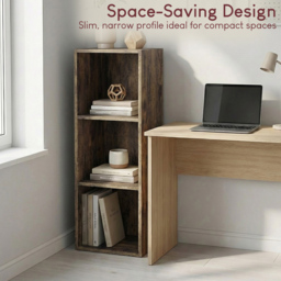 Vida Designs Oxford Dark Wood 3 Shelf Cube Bookcase - thumbnail 4