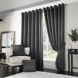 Alan Symonds Madison Charcoal Ring Top Curtain 229 x 229cm