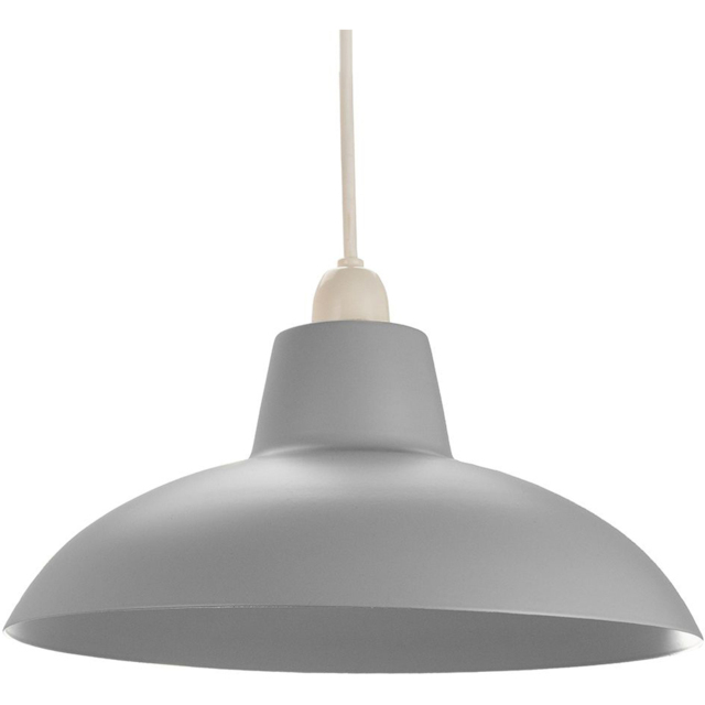 Happy Homewares Retro Matt Grey Curved Metal Ceiling Pendant Shade - image 1