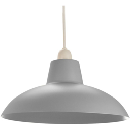 Happy Homewares Retro Matt Grey Curved Metal Ceiling Pendant Shade