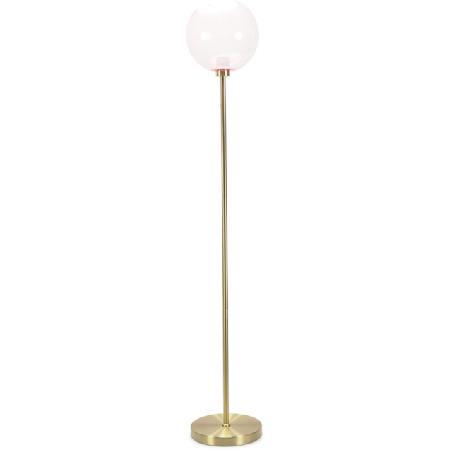 ValueLights Frenchie Pink Tinted Globe Gold Stem LED Floor Lamp - image 1