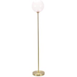 ValueLights Frenchie Pink Tinted Globe Gold Stem LED Floor Lamp